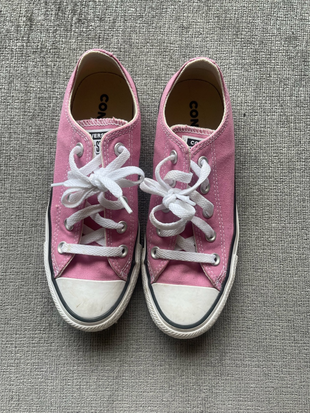 Converse Pink Canvas Low-Top Sneakers with White Laces
